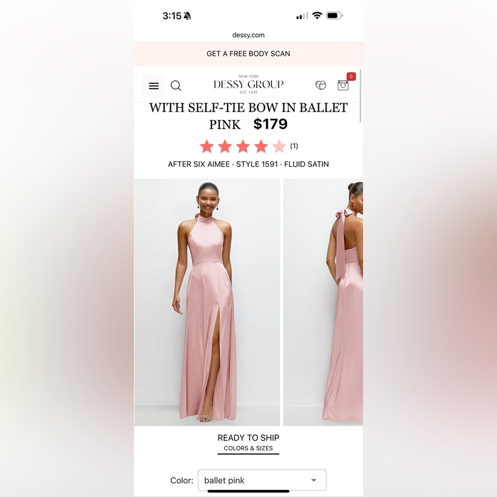 Brand New Tags Still On— Ballet Pink Satin Backless Dress